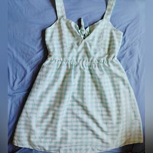 Wrangler Women's Auqa And White  Checkered Dress